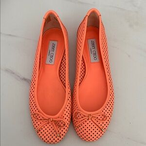 Jimmy Choo Vibrant Orange Polka Dot Flats